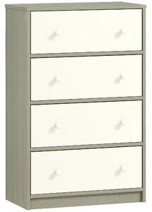 HOMCOM Chest of Drawers, Dresser with 4 Fabric Drawers - White and Grey