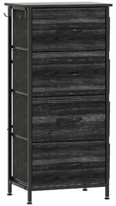 HOMCOM Chest of Four Fabric Drawers - Black