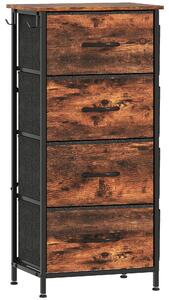 HOMCOM Chest of Four Fabric Drawers - Rustic Brown