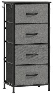 HOMCOM Chest of Four Fabric Drawers - Charcoal Grey