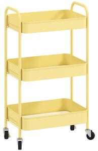 HOMCOM Three-Tier Steel Storage Trolley - Yellow