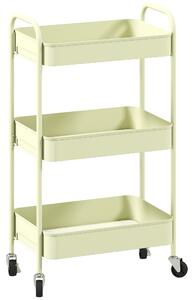 HOMCOM Three-Tier Steel Storage Trolley - Green