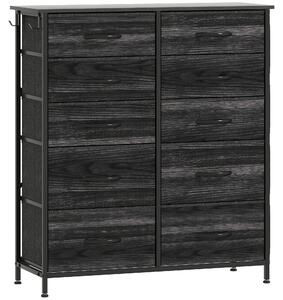 HOMCOM Chest of Ten Fabric Drawers - Black