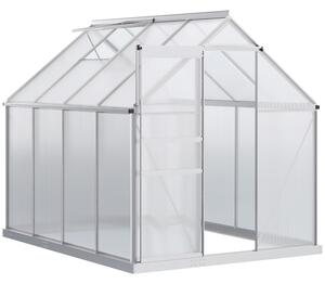 Outsunny 190 x 253 cm Walk-In Polycarbonate Greenhouse - Silver-Tone