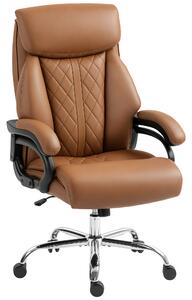 HOMCOM Spring Padded Faux Leather Office Chair - Light Brown