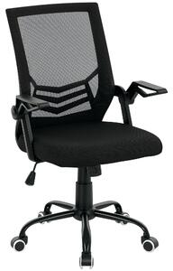 Vinsetto Mesh Office Chair, Computer Desk Chair with Flip-up Armrests, Lumbar Back Support and Swivel Wheels, Scratch Anti, Black