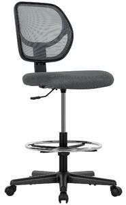 Vinsetto Ergonomic Mesh Standing Desk Chair with Adjustable Footrest Ring and Seat Height Charcoal Grey