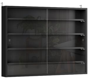 HOMCOM Particle Board 5-Tier Glass Door Display Cabinet Black Aosom UK