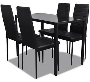 Contemporary Dining Set with Table and 4 Chairs Black