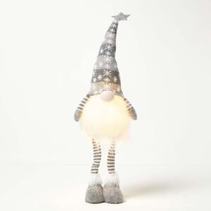 Homescapes Light Up Grey Standing Santa Gonk Christmas Decoration