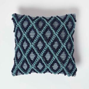 Homescapes Handwoven Textured Navy & Teal Cushion 45 x 45 cm