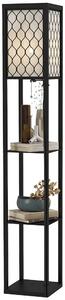 HOMCOM Shelf Floor Lamp Modern Standing Lamp for Living Room Light with 4-tier Open Shelves Large Storage Display Aosom UK