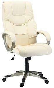 HOMCOM Computer Desk Chair with Adjustable Height & Rocking Function, High Back Executive Office Chair, Faux Leather, Cream White. Aosom UK