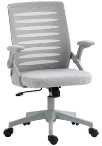 Vinsetto Mesh Office Chair with Flip-up Armrests, Adjustable Height, Swivelling and Tilting Seat, Ergonomic Desk Chair, Grey Aosom UK