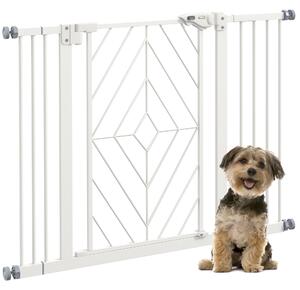 PawHut Pressure Fit Stair Gate Dog Gate w/ Auto Closing Door, Double Locking, Easy Installation, for 74-100cm Openings - White Aosom UK