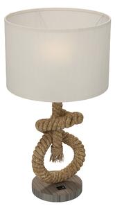 HOMCOM Nautical LED Desk Lamp: USB Port, Ambient Bedroom Light, Home Office Décor, Beige Aosom UK