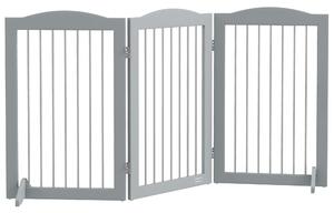 PawHut Foldable Dog Gate, Freestanding Pet Gate, with Two Support Feet, for Staircases, Hallways, Doorways - Grey Aosom UK