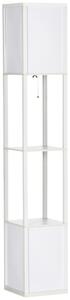 HOMCOM Floor Lamp with Shelves, Modern Floor Standing Lamp with Dual Ambient Light for Living Room, Bedroom, White Aosom UK