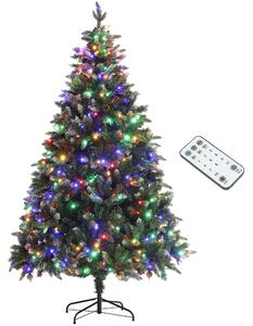 HOMCOM 6ft Prelit Artificial Christmas Tree with Dual Colour LED Light and 1078 Tips, Metal Base, Realistic Hinged Xmas Tree, Green Aosom UK