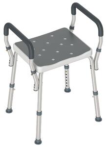 HOMCOM Portable Shower Stool, Non-Slip Shower Chair with Adjustable Height, Rust-Free Aluminium Bath Chair, Grey Aosom UK