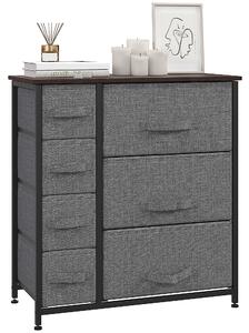 HOMCOM Chest of Drawers with 7 Drawers, Fabric Drawers with Large Storage Space, Drawers Dresser with Metal Frame, Adjustable Feet for Bedroom Living Room, Dark Grey