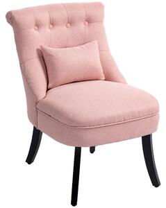 HOMCOM Fabric Single Sofa Dining Chair Tub Chair Upholstered W/ Pillow Solid Wood Leg Home Living Room Furniture Pink