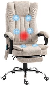Vinsetto Vibrating Massage Office Chair with Heat, Desk Chair with Height Adjustable and Footrest, Cream White