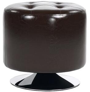 HOMCOM 360° Swivel Foot Stool Round PU Footstool with Thick Sponge Padding and Solid Steel Base, Brown