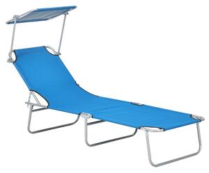 Outsunny Sun Lounger, with Adjustable Face Canopy - Bright Blue