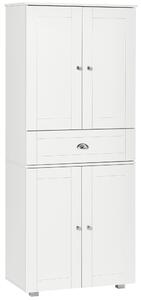 HOMCOM Freestanding Tall Kitchen Cupboard Storage Cabinets with Drawer and 3 Adjustable Shelves for Dining Room, Living Room, White Aosom UK