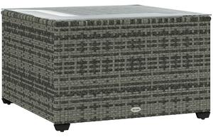 Outsunny 62 x 62cm Glass-Top Rattan Side Table - Light Grey
