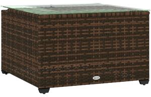 Outsunny 62 x 62cm Glass-Top Rattan Side Table - Brown