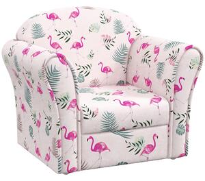 AIYAPLAY Kids Armchair with Flamingo Design, Wooden Frame, for Bedroom, Playroom, Kids Room, Pink