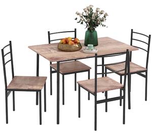 HOMCOM 4 Seater Modern Dining Set, Dining Table and Chairs Set with Steel Frame Table and 4 Chairs, Compact Size for Space Saving, Black Aosom UK