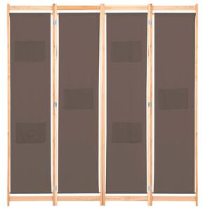 4-Panel Room Divider Brown 160x170x4 cm Fabric