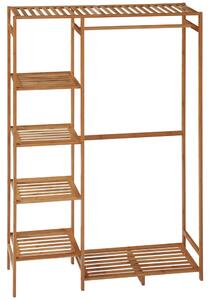 HOMCOM Bamboo Clothes Rack for Bedroom Garment Rack with 6-Tier Storage Shelf Hanging Rod Clothes Rail for Living Room Entryway