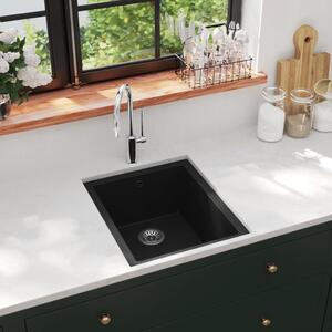 Kitchen Sink with Overflow Hole Black Granite