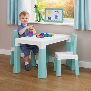 Liberty House Kids Height Adjustable Table And Two Chairs Set White