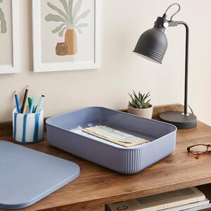 6.8L Ribbed Plastic Storage with Lid Pacific Blue