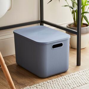 21L Ribbed Plastic Storage with Lid Pacific Blue