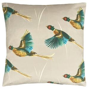 Country Flying Pheasants Filled Cushion 43cm x 43cm Mink
