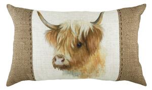 Evans Lichfield Hessian Cow Boudoir 30cm x 50cm Filled Cushion White