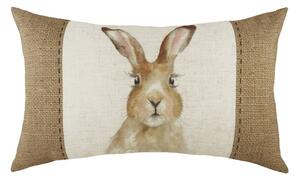 Evans Lichfield Hessian Hare Boudoir 30cm x 50cm Filled Cushion White