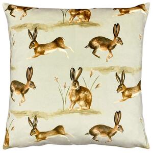 Country Running Hares Filled Cushion 43cm x 43cm Taupe