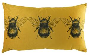 Evans Lichfield Gold Bee Velvet Boudoir 30cm x 50cm Filled Cushion