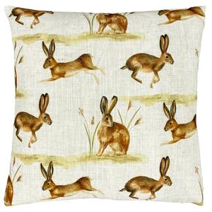 Country Running Hares Filled Cushion 43cm x 43cm Multicolour