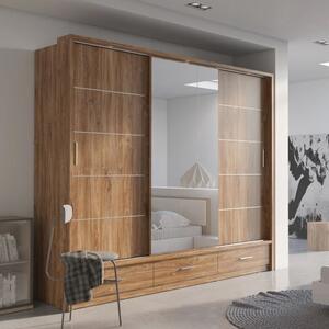 Allen Wooden Wardrobe With 3 Sliding Doors In Sterling Oak