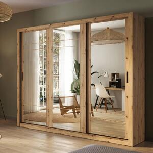 Allen Wooden Wardrobe 3 Mirrored Sliding Doors In Artisan Oak