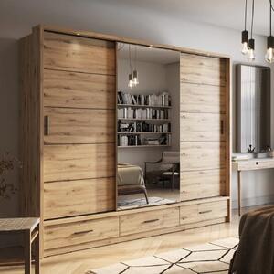 Allen Wooden Wardrobe 3 Sliding Doors In Artisan Oak With LED