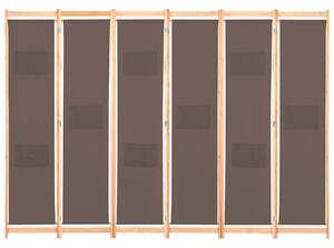 6-Panel Room Divider Brown 240x170x4 cm Fabric